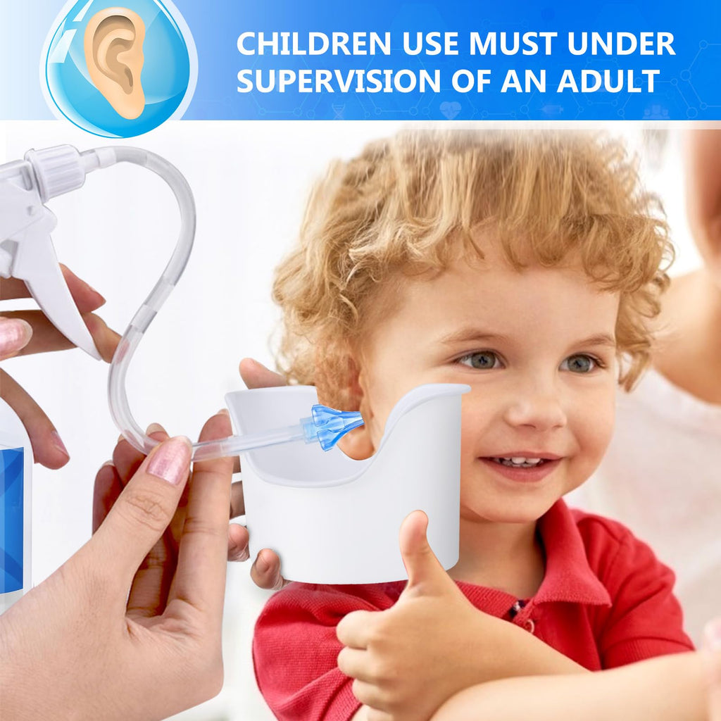 Earwax Removal Bottle- Manual Ear Wash System, FSA-HSA-Eligible, 500ml Spray Bottle, Big Basin & 20 Reusable Soft Tips, Safe & Efficient Ear Cleaner w/Rigid Pipe & Flexible Tube for Personal or Family