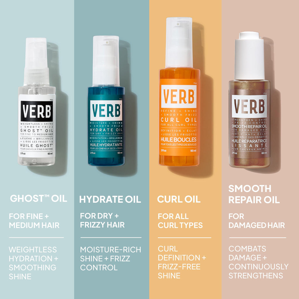 VERB Curl Oil for Waves, Curls, Coils, 3 fl oz, Frizz-Free Definition Serum