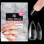 Buy now UNA GELLA Almond Gel Nail Tips, 504PCS Pre Etched Clear Fake Nails Tips Medium Almond Shape - 12 Sizes Full Cover Soft Acrylic Press On Nail Extensions No C Curve Gift for Diy at Home at indiglob india
