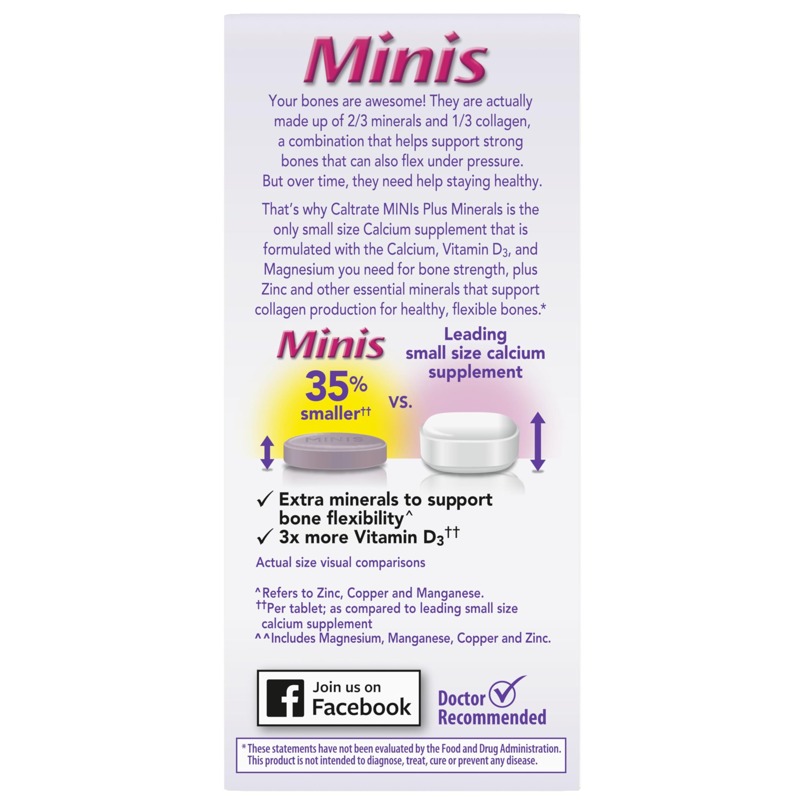 Caltrate Minis 600 Plus D3 Vitamin D and Calcium Supplement Tablets, 150 Ct | Highest Level of Vitamin D3, Maximizes Calcium Absorption to Support Strong Bones and Daily Function