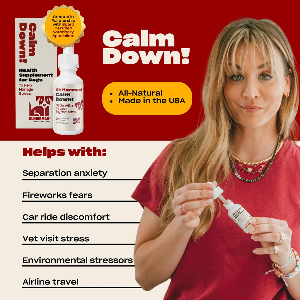 Oh Norman! Calm Down Dog Calming Aid, Chamomile & Melatonin, 1 fl oz