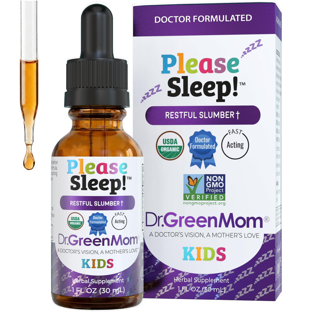 Dr. Green Mom Please Sleep! Kids Sleep Support — Melatonin Free Liquid Drop
