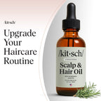 Kitsch Rosemary Oil for Hair Growth -With Castor Oil, Biotin & Jojoba- 60mL | Pre-Wash Hair Oil For Hair Care – Adds Shine, Strengthens Roots, Scalp Treatment – Lavender Scent