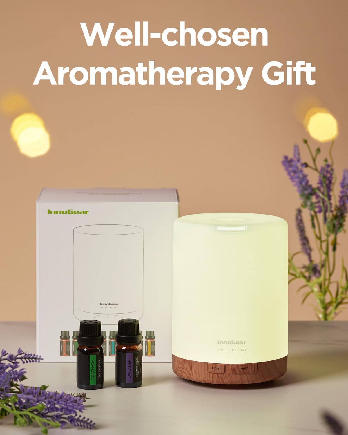InnoGear 300ml Aromatherapy Essential Oil Diffuser 8 Oils Gift Set