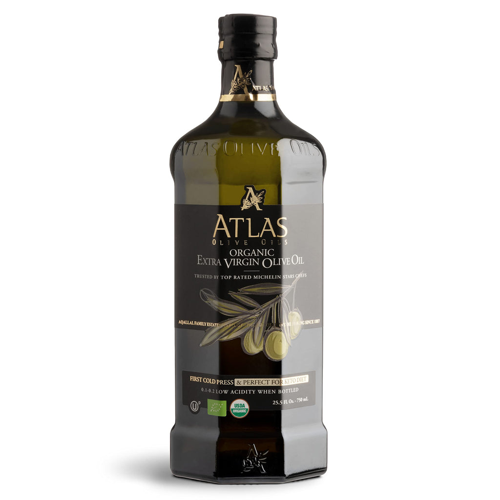 Buy now Atlas 750 mL Organic Cold Press Extra Virgin Olive Oil in Glass Bottle, Polyphenol Rich from Morocco | Newly Harvested Unprocessed from One Single Family Farm | Moroccan EVOO Trusted by Award-Winning Chefs 25.5 Fl Oz (Pack of 1) at indiglob india
