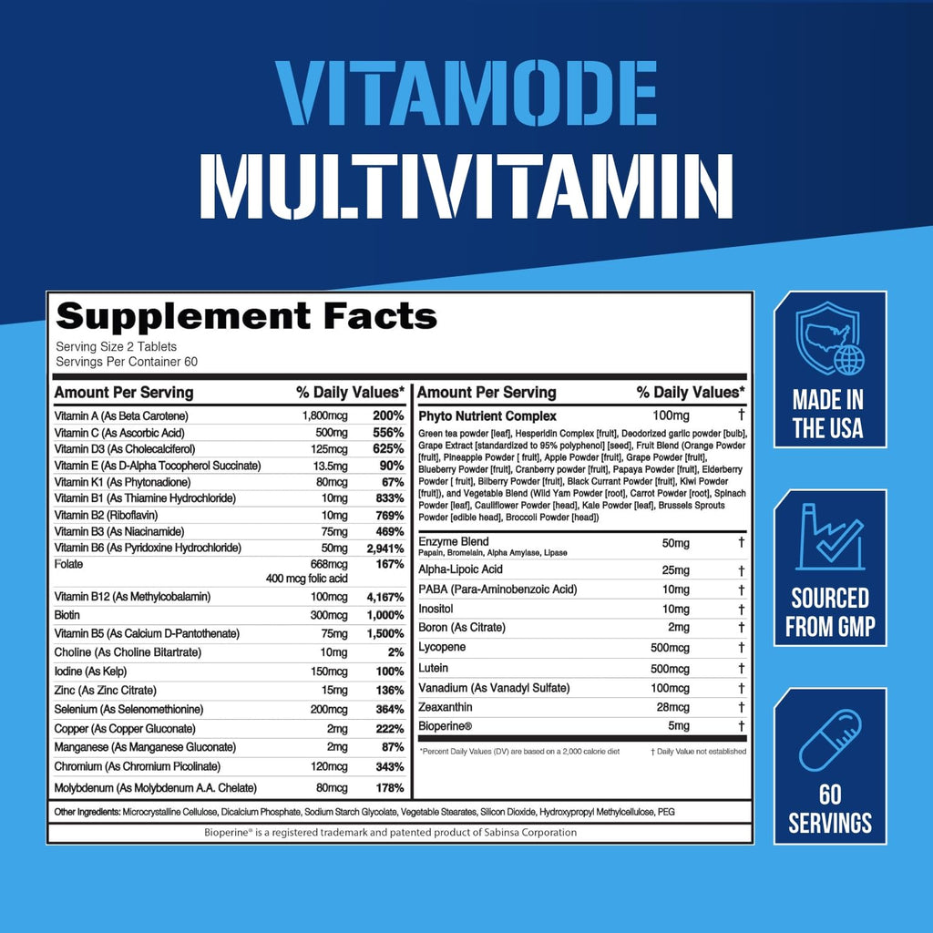 EVL Vitamode - Advanced Daily Men's Multivitamin - 60 Servings | Essential Minerals - Phytonutrient Complex - Active Mens Vitamins for Energy with Lycopene for Muscle Bone and Immune Support