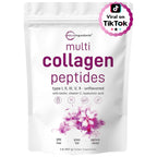 Micro Ingredients Multi Collagen Peptides Powder, 2lb (82 Servings) | Hydrolyzed Type I, II, III, V, X with Biotin, Hyaluronic Acid & Vitamin C. Unflavored Collagen for Women & Men, Easy Dissolve