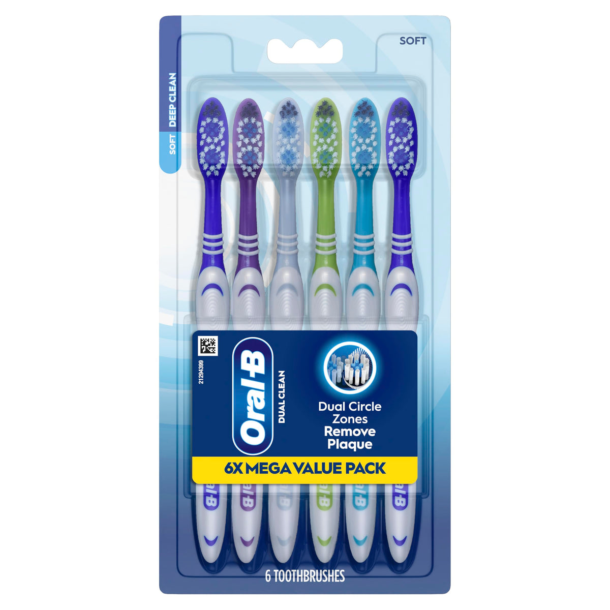Oral-B Toothbrush Dual Clean, Soft, 6 Count