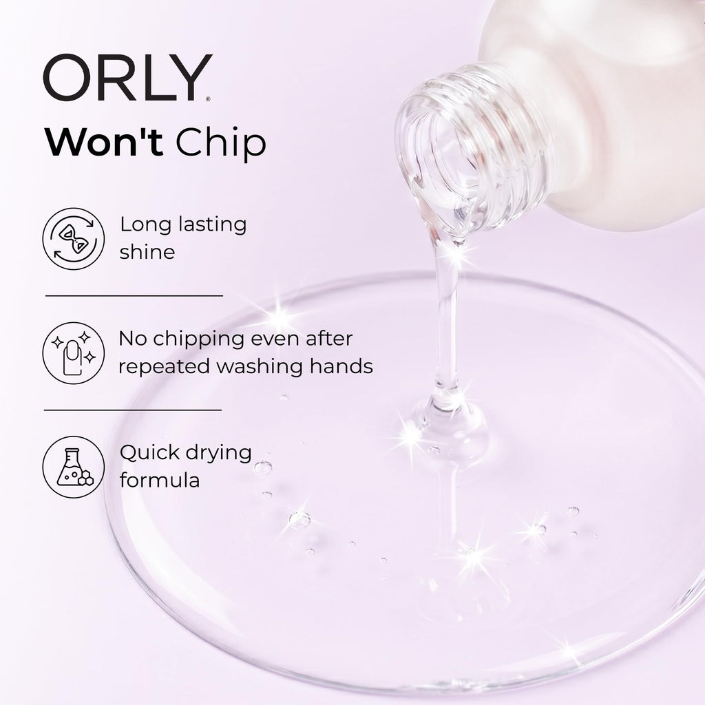 ORLY Won’t Chip Protective Topcoat | Polymer Formula for Long-Lasting, Chip-Resistant Manicures | Seals & Protects Nail Colour | High Shine Finish | Durable Wear Nail Polish Top Coat (18 ml)