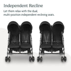 Buy now UPPAbaby G-Link V2 Double Umbrella Stroller / Lightweight Design / One-Step Fold + Recline / XL Basket + Canopy / Cup Holder Included / Jake (Black/Carbon Frame) at indiglob india