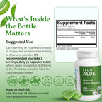 TrueAloe Organic Aloe Vera Capsules - Supports Digestive Balance, Joints and Stomach Comfort - Plant-Based Aloe Barbadensis Powder - Easy-to-Swallow Single Ingredient Formula - 720 Caps