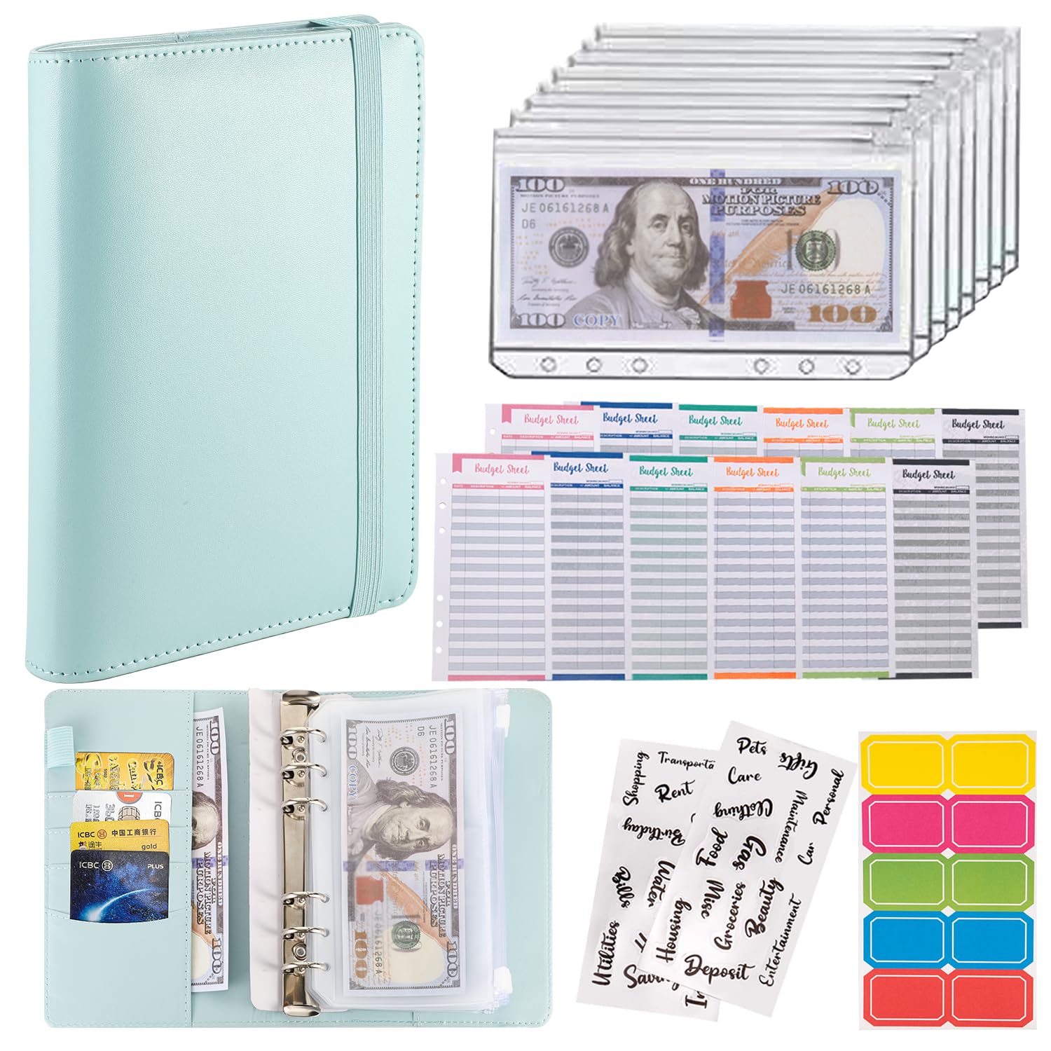 Buy now NICOOTHBudget Binder Cash Envelopes A6 Money Saving Binder with Zipper envelopes (Purple) Navy Blue at indiglob india