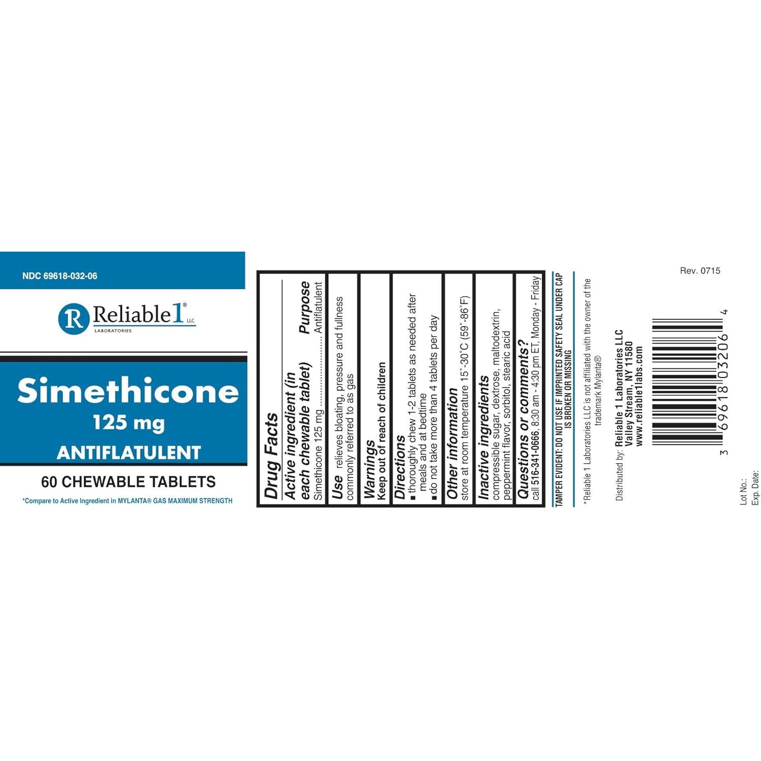 Buy now Reliable-1 Laboratories Simethicone 125mg Gas Relief Tablets Extra Strength Bloating Relief Gas Pills | Anti Flatulence, Rapid Gas Relief for Adults | Peppermint Flavor | 60 Chewable Tablets at indiglob india