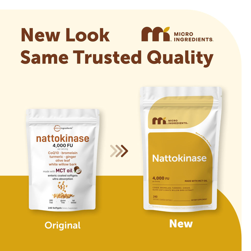 Micro Ingredients Nattokinase 240 Softgels, 200mg (4,000 FU) Per Serving | 7-in-1 Nattokinase Supplement with CoQ10, Bromelain, Turmeric, Ginger, Olive Leaf, & White Willow Bark | Non-GMO