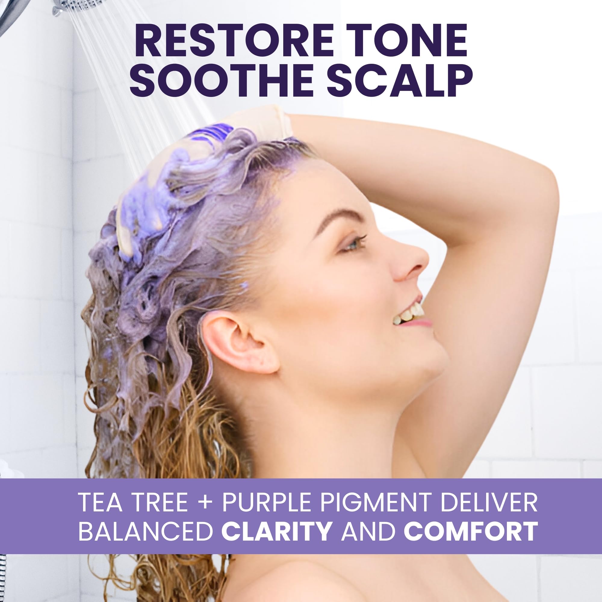 Tea Tree Purple Shampoo and Conditioner Set for Blonde, Silver & Gray Hair, Anti-Brass Toning & Brightening, Refreshes and Hydrates Scalp & Hair, Sulfate-Free Botanical Formula