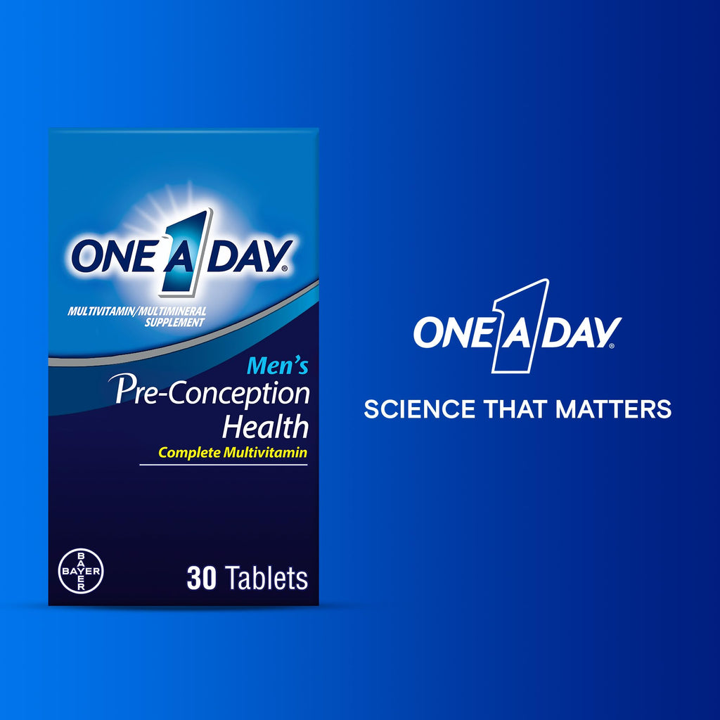One A Day Men's Pre-Conception Health Multivitamin to Support Sperm Health, Supplement for Men with Vitamin C, Vitamin E, Selenium, Zinc, and Lycopene, 30 Count