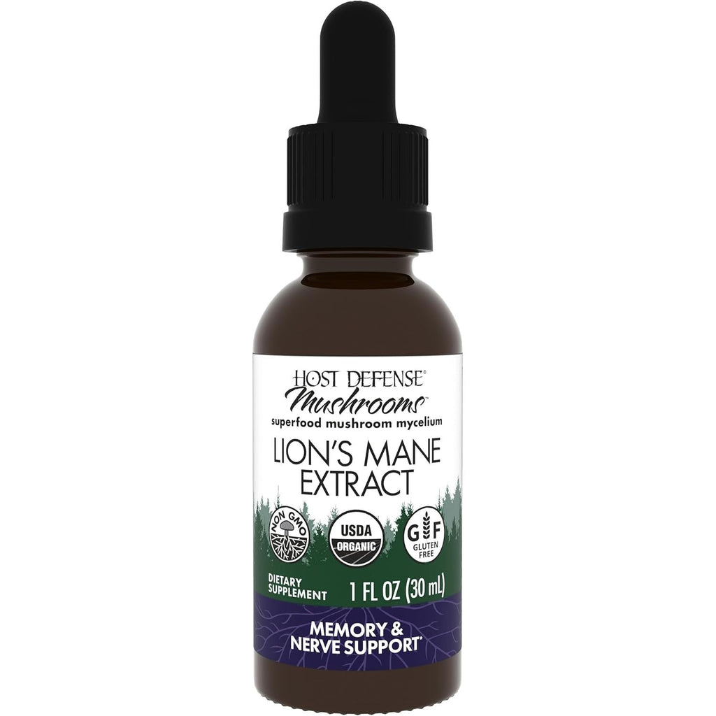 Buy now Host Defense Mushrooms Lion's Mane Extract - Lion's Mane Liquid Supplement for Brain Health - Mushroom Support for Focus & Memory Function - Immune & Nervous System Support - 1 fl oz (30 Servings)* at indiglob india