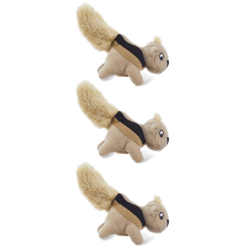 Outward Hound Squeakin' Squirrels Plush Squeaky Dog Toys, 3-Pack, 7"