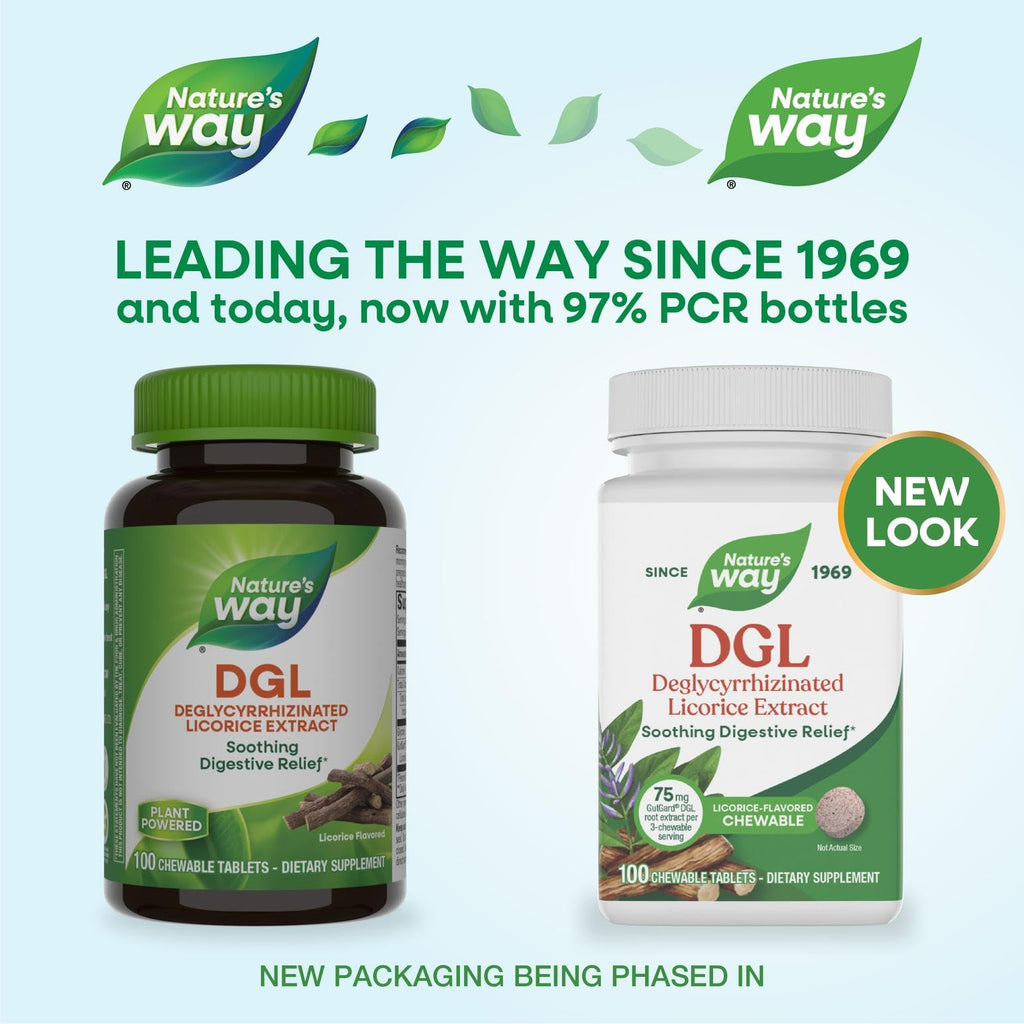 Nature's Way DGL - DGL Supplement for Digestive Support* - Licorice Root Extract - Botanical Ingredient - Convenient Chewable Tablets - Vegan, Gluten-Free & Dairy-Free - 100 Count (33 Servings)