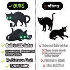 Lighted Black Cat Decor Yard Signs, 4 PCS Halloween Decorations Outdoor Scary Black Cat with LED Lights Glow Eyes for Lawn Garden Yard Stakes Outside Halloween Decoration Decor Clearance