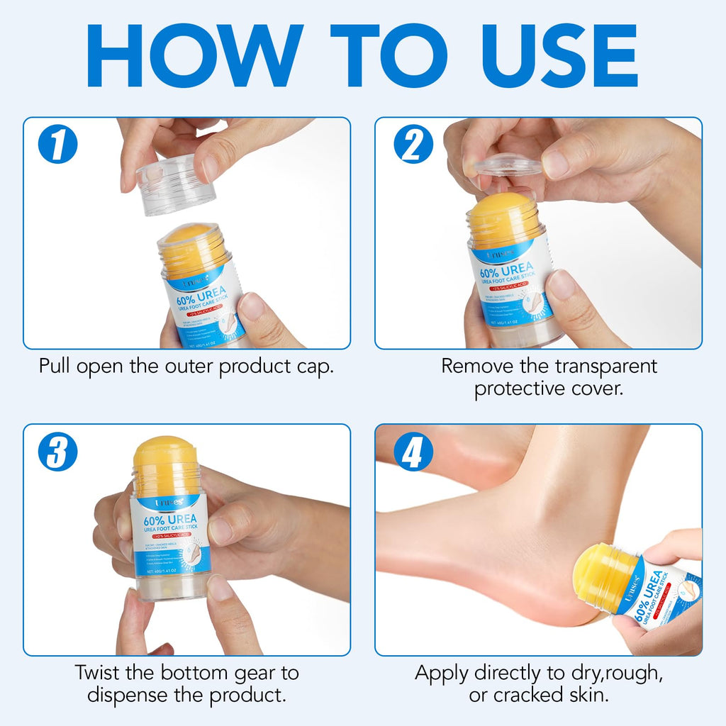 Uruses Urea Cream 60% plus Salicylic Acid 2% Urea Foot Care Stick, Foot Cream for Foot Callus Remover, Feet Moisturizer Stick for Dry Cracked Heels, Hands, Knees, Hydrating Heel Balm, Easy To Use