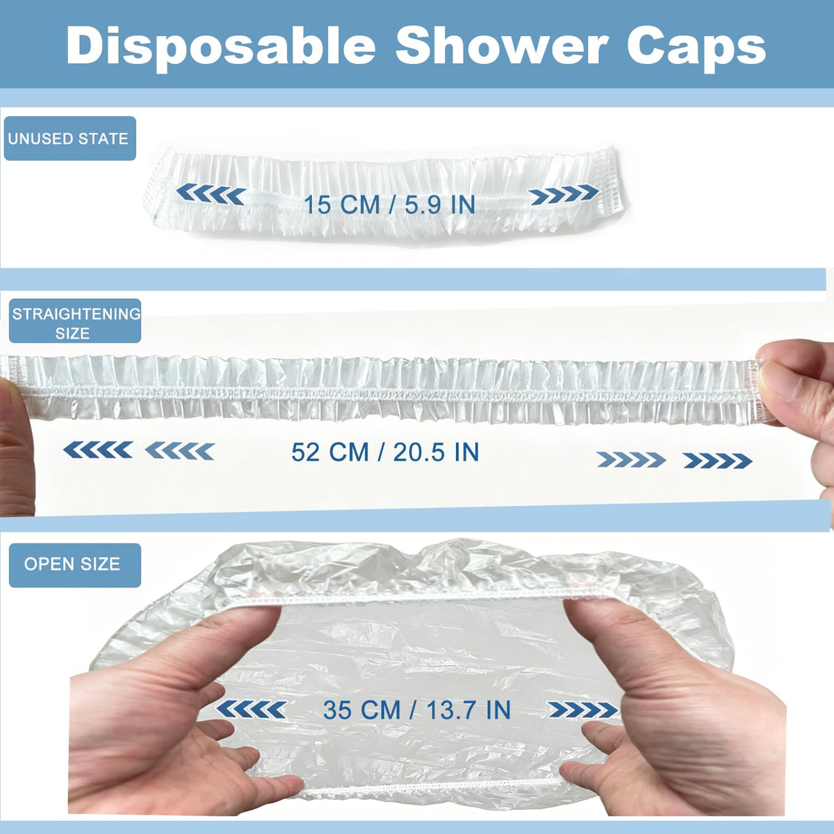Disposable Shower Caps, 120pcs 20.5Inch Clear Thick Waterproof Plastic Hair Caps, Extra Large Elastic Bath Caps for Women Men, Hair Treatment, Home Spa Hotel Salon Travel Essentials Accessories