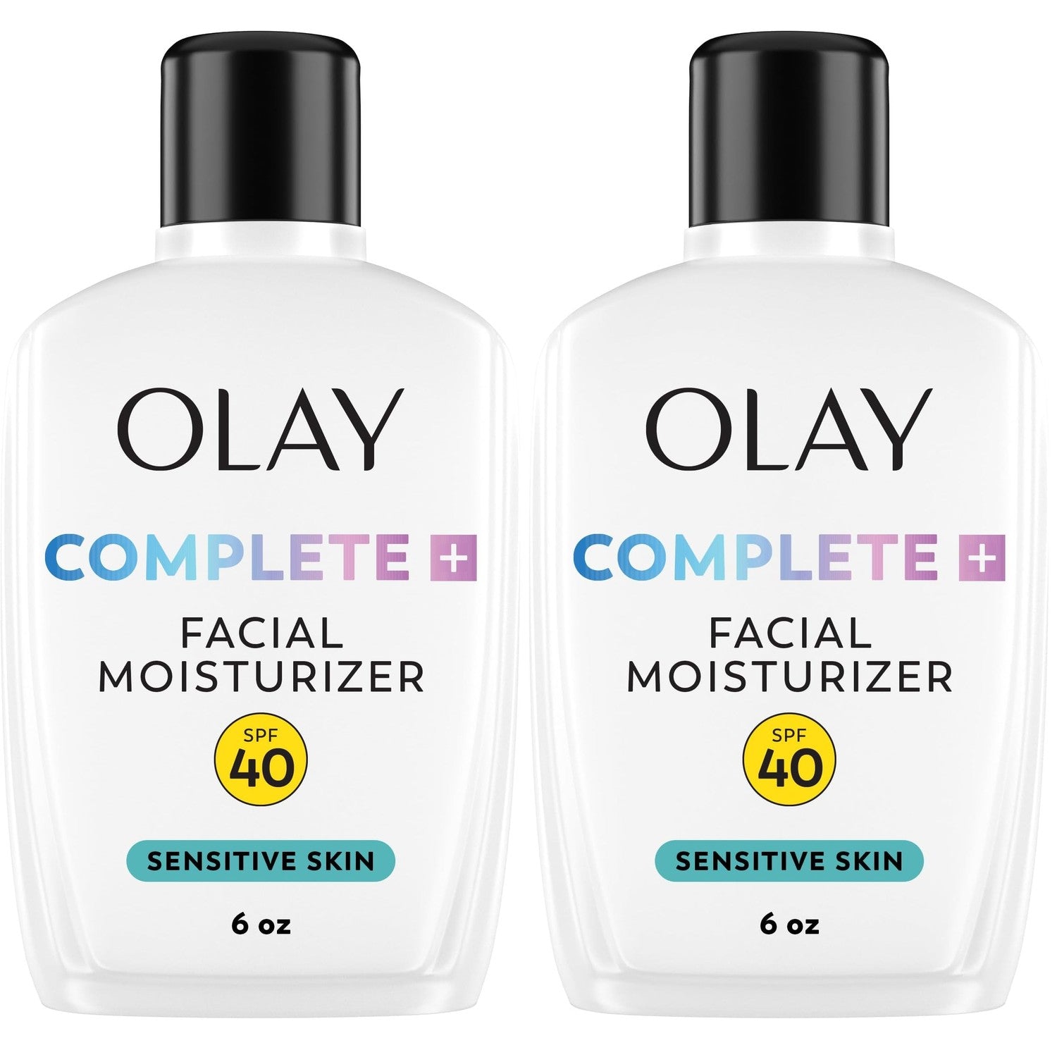 Olay Complete+ Face Moisturizer with Sunscreen SPF 40, For Sensitive Skin, Broad Spectrum Sun Protection, Fragrence-Free - No White Cast on All Tones, Nourishes Moisture Barrier - Ceramides, 6 Oz