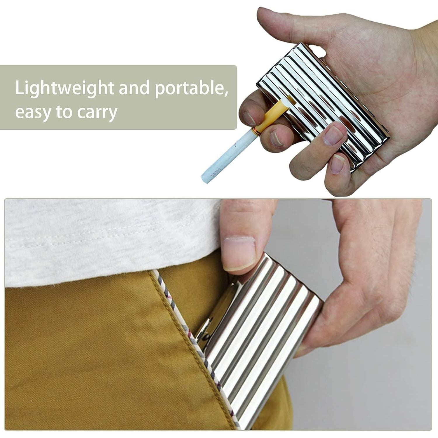 Buy now Creative Thin Portable Stainless Steel Pocket Carrying Cigarette Box Case for Holds 10 Regular Size Cigarettes (Not Included Cigarette) at indiglob india