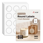 A-SUB 2 inch Round Labels for Inkjet & Laser Printer, 360 Pcs