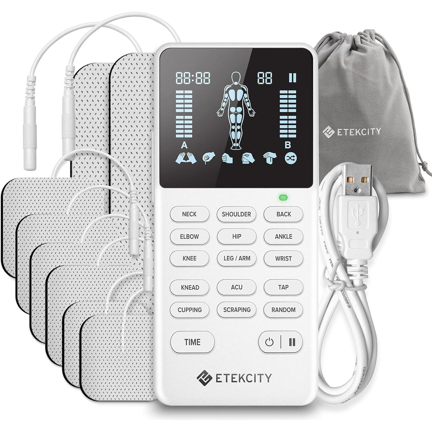 Buy now Etekcity 4-Channel Rechargeable TENS Unit â€“ Muscle Stimulator for Drug-Free Pain Relief, After-Exercise Relaxation, Physical Therapy, 8 Electrode Pads, Back, Neck, Shoulder, Sciatica, Period Cramps at indiglob india