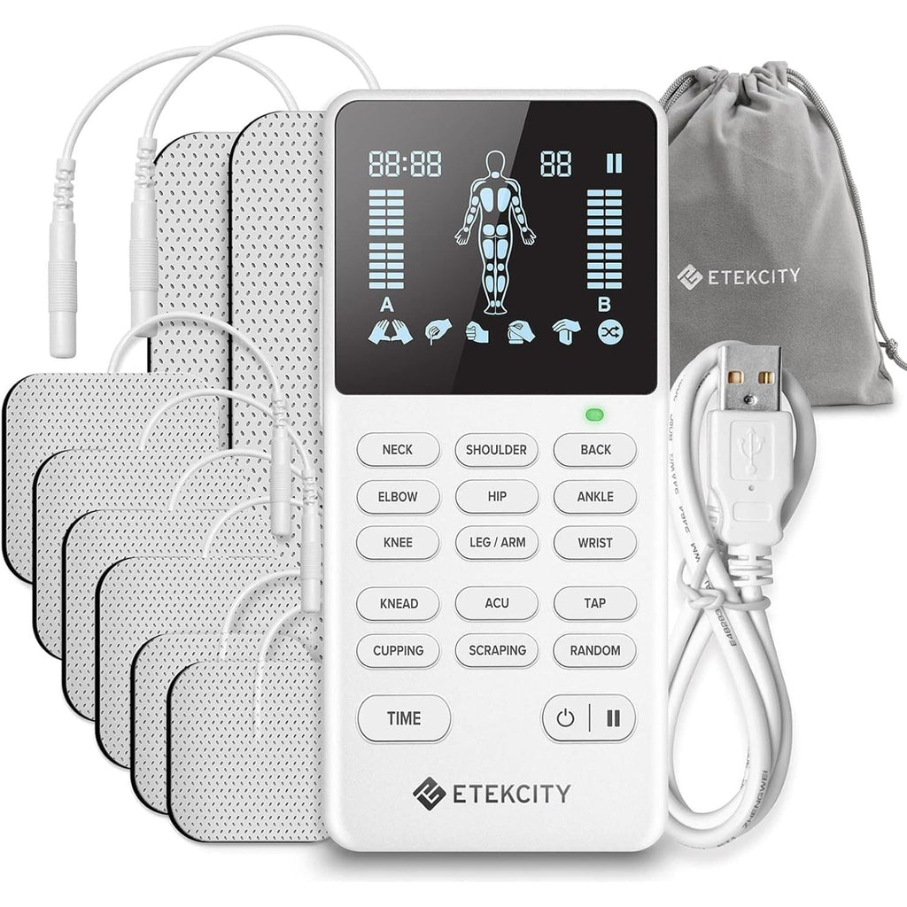 Buy now Etekcity 4-Channel Rechargeable TENS Unit â€“ Muscle Stimulator for Drug-Free Pain Relief, After-Exercise Relaxation, Physical Therapy, 8 Electrode Pads, Back, Neck, Shoulder, Sciatica, Period Cramps Default at indiglob india