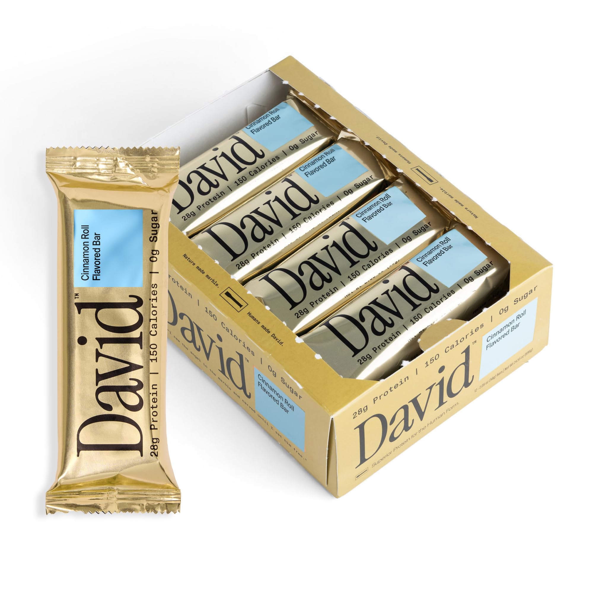 Buy now David High Protein Bars - 0g of Sugar, Low Carb, Gluten Free - 28g of Protein, 150 Calories - On-The-Go Snack - Chocolate Chip Cookie Dough Flavor, Pack of 12 Cinnamon Roll 1 Count (Pack of 12) at indiglob india