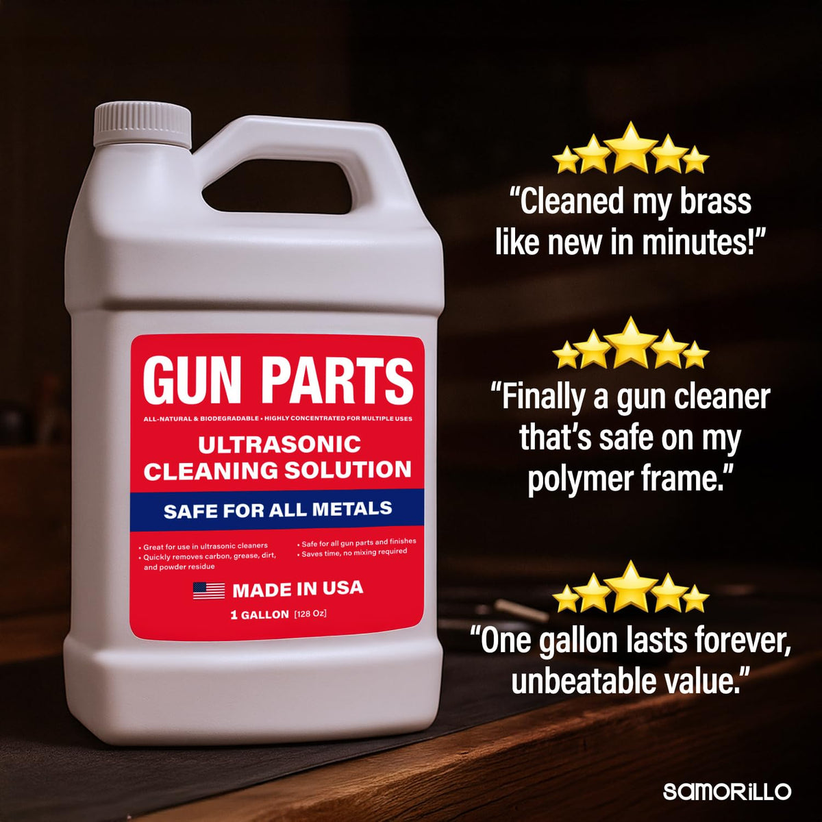 Ultrasonic Gun Cleaning Solution - Makes 8 Gallons and Safe for All Metals