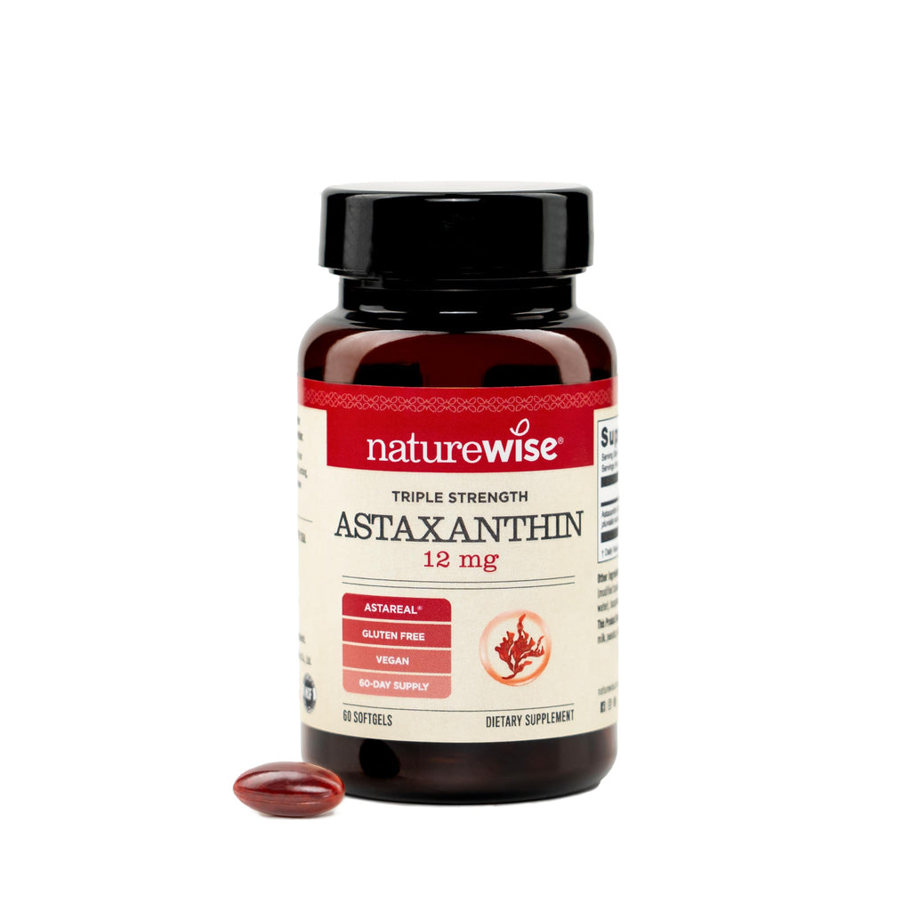 NatureWise Triple Strength Astaxanthin 12mg with AstaReal® - Vegan Antioxidant Supplement with Organic Coconut Oil - NSF Certified Gluten Free, 60 Softgels[60 Day Supply]