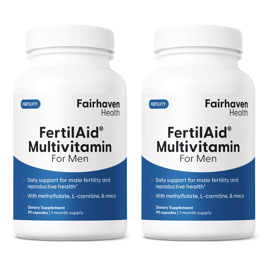 Fairhaven Health FertilAid for Men | Male Fertility Supplement for Count and Motility | Pre-Conception Support with L-Carnitine, CoQ10, Maca and Zinc | 90 Capsules | 1 Month Supply