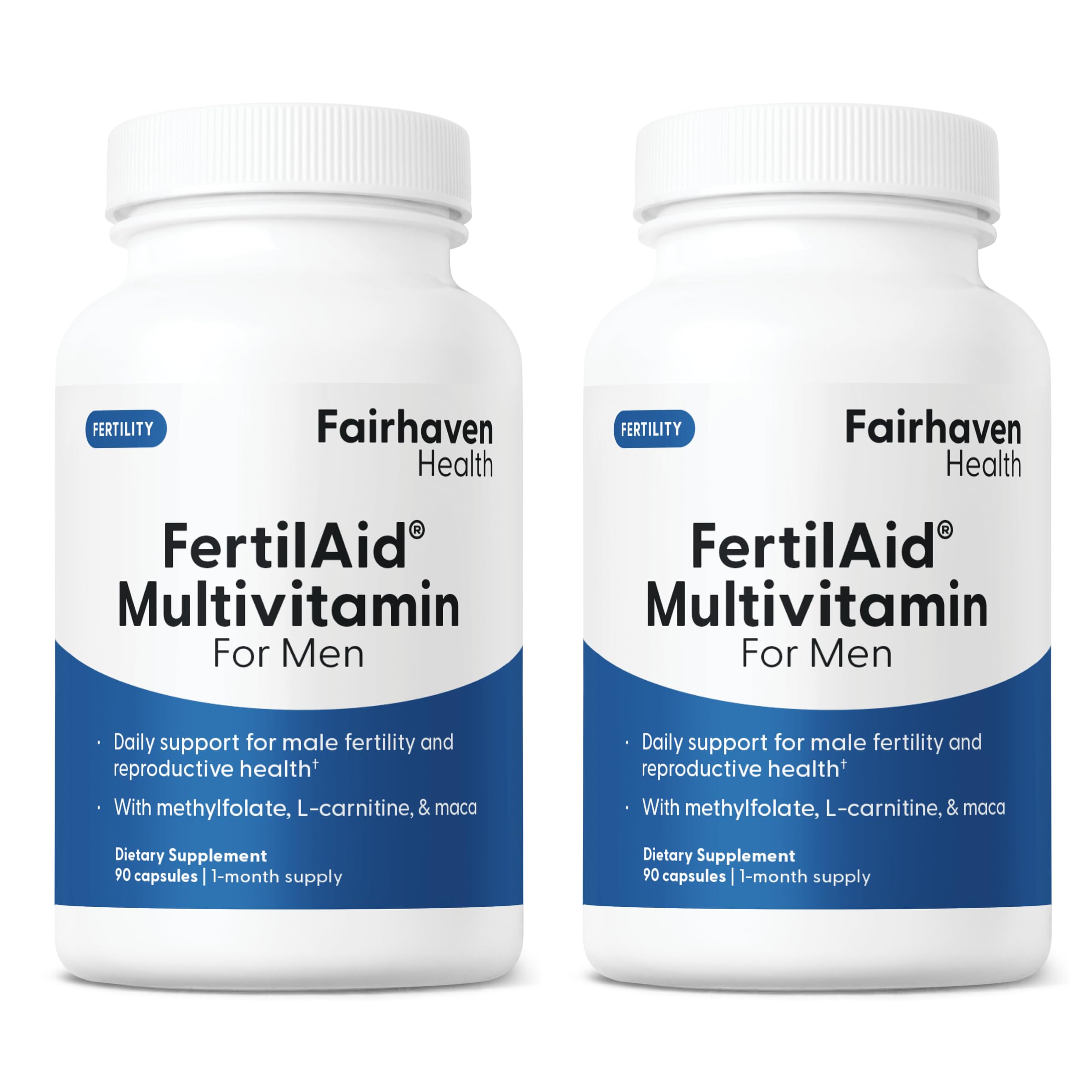 Fairhaven Health FertilAid for Men | Male Fertility Supplement for Count and Motility | Pre-Conception Support with L-Carnitine, CoQ10, Maca and Zinc | 90 Capsules | 1 Month Supply