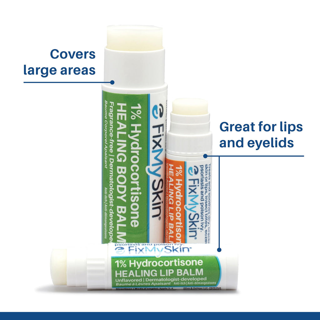 FixMySkin 1% Hydrocortisone Healing Lip Balm, Vanilla, 0.15 oz