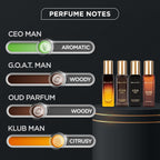 Buy now Bella Vita Luxury Long Lasting Perfume Gift Set for Man | 4x20ml | Gifts for Men | Woody, Citrusy, Oud, Premium Fragrance Scent | KLUB, OUD, CEO, G.O.A.T | Best gift for Valentine's Day at indiglob india
