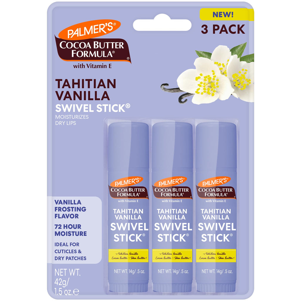 Palmer's Tahitian Vanilla Lip Balm, Face & Body Swivel Sticks (Pack of 3)