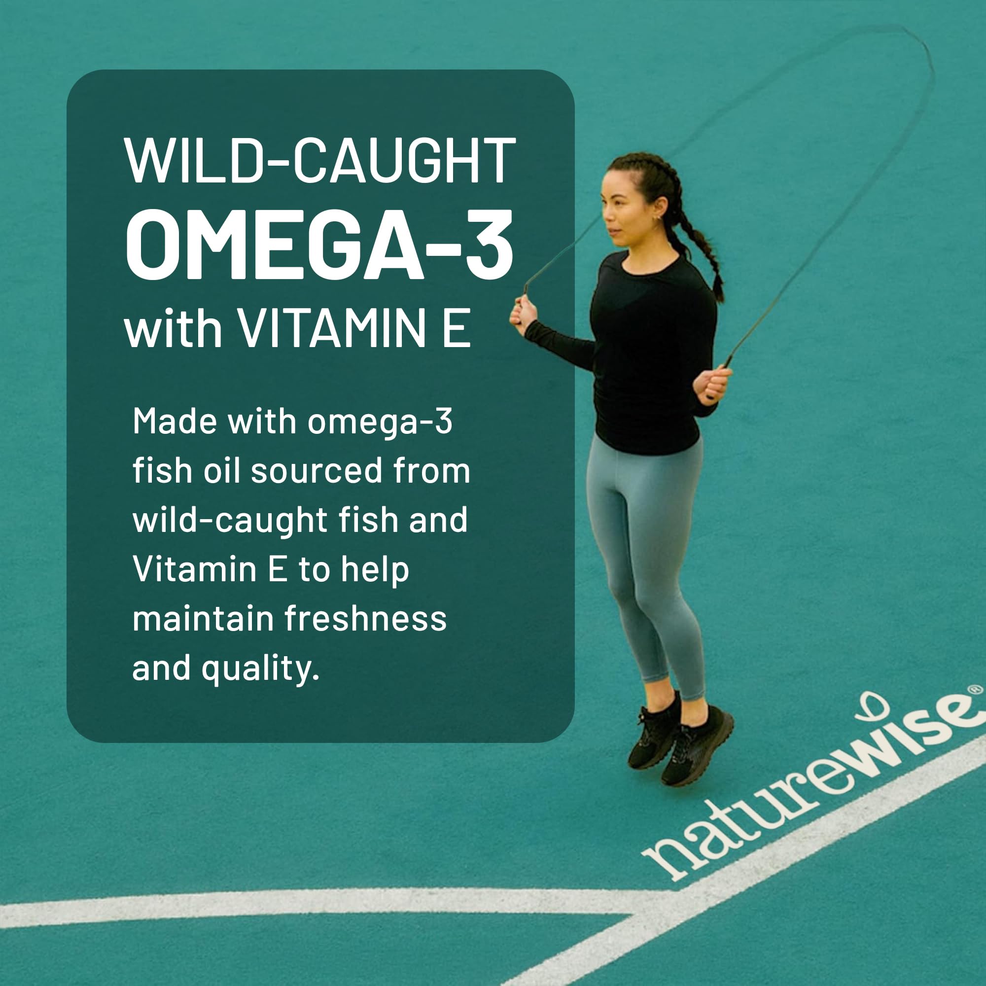 NatureWise Extra-Strength Omega 3 Fish Oil Supplement - 1000mg per Serving - 600 EPA & 400 DHA and Vitamin E - Sustainably Sourced Fish Oil - Lemon Flavor - 60 Softgels[1-Month Supply]