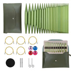 4-inch Knitting Needles Set, 13 Pairs Interchangeable Circular Knitting Needles Set Aluminum 3-10mm with 5 Cables, Knitting Accessories and Case, Green
