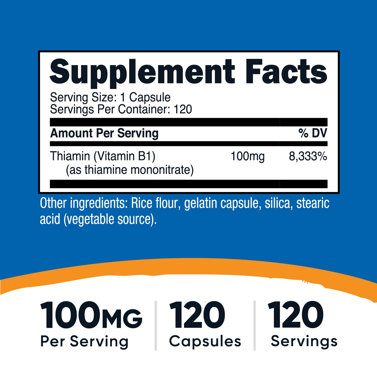 Nutricost Vitamin B1 (Thiamine) 100mg, 120 Capsules, Gluten Free | GMO-Free
