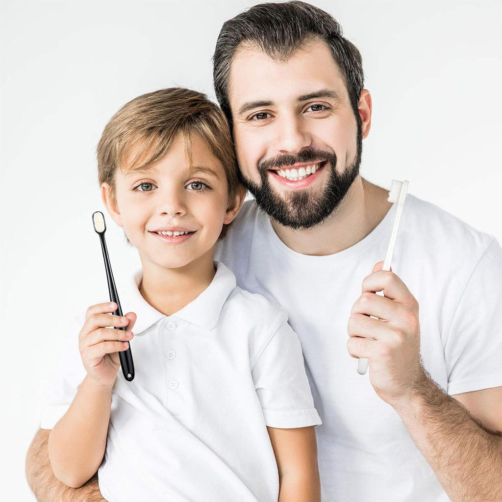 Buy now 4 Pieces Extra Soft Toothbrushes for Sensitive Gums with 20000 Micro Nano Bristle for Adult Pregnant Gum Recession Elderly Braces, Protect Fragile Gums(Black, White) at indiglob india
