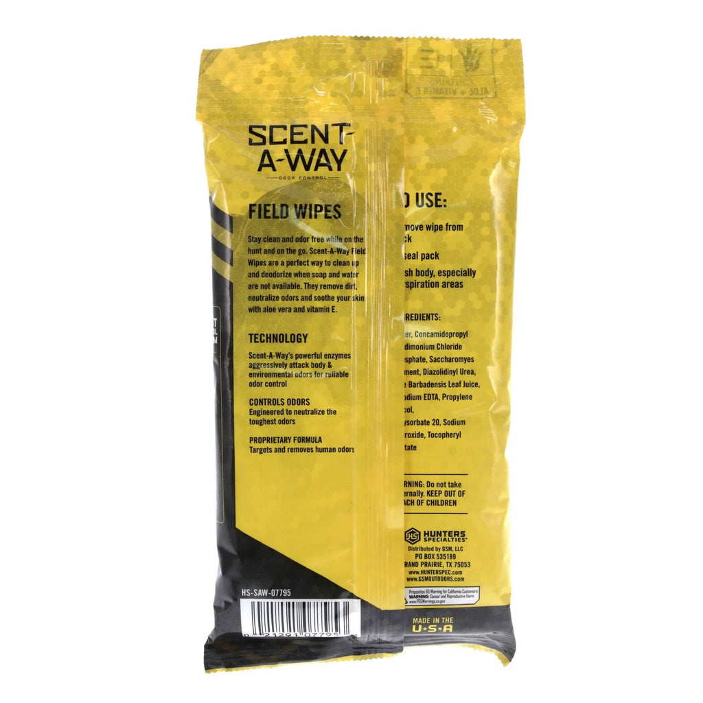 Hunters Specialties Scent-A-Way MAX Odorless Field Wipes - Scent Control Unscented Alcohol-Free Pre-Moistened Wipes for Hunters, Trappers, Anglers, and Campers, 24 Pack