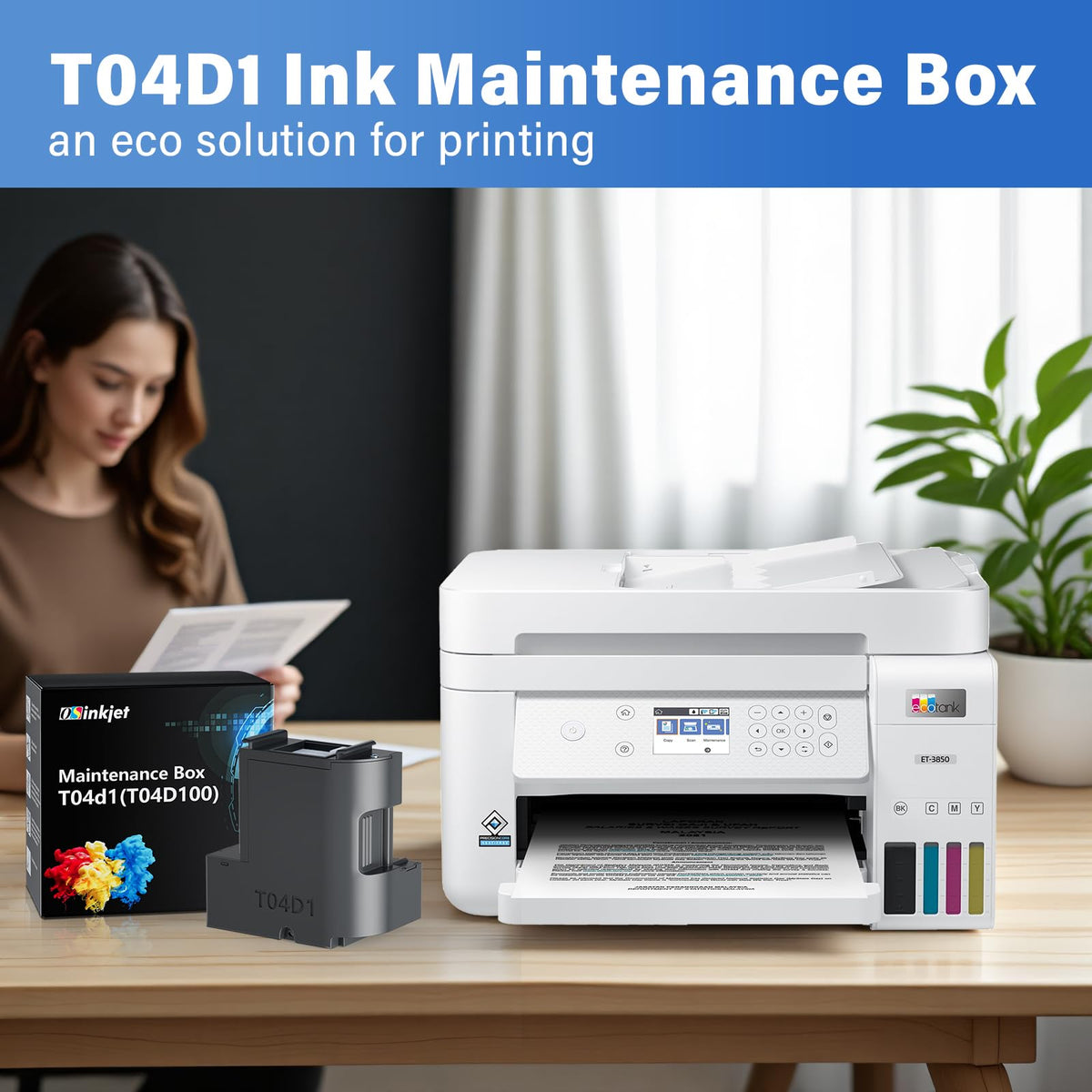 T04D1 Maintenance Box Compatible for ET-3850 ET-3760 ET-4750 ET-3750 ET-4760, T04D100 Ink Maintenance Box T04D1 for ET-15000 ET-4850 ET-2980 ET-5150 ET-3830 ET-3950, TO4D1/ T04D100/ 04D1/ EWMB2