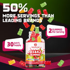 Natures aid Sugar-Free Vitamin D3 K2 Gummies with Calcium + K2 (MK-7), Magnesium Citrate, Vitamin C, Extra Strength - Ultimate Absorption for Bone Muscle Teeth Immune, Vegan - 120 Gummies