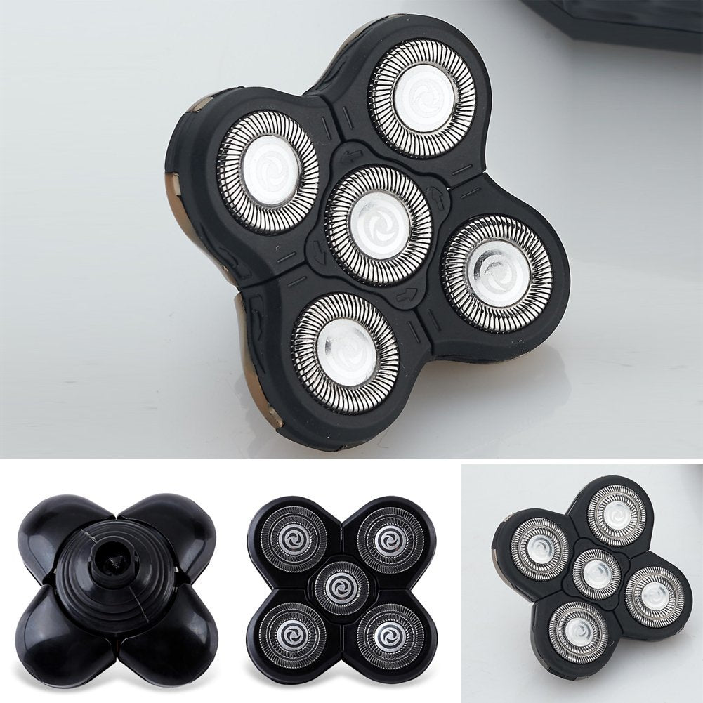 Men Electric Shavers Replacement Heads 5 in 1 Razor Replaceable Alternate Floating Washable Blade Trimmers Head(black)