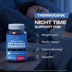 Night Time Fat Burner Gummies, Sleep Support and Weight Loss Supplement | Slimming Hunger Suppressant & Metabolism Booster, Shred Belly Fat While You Sleep, 60 Nighttime Diet Gummies for Women & Men