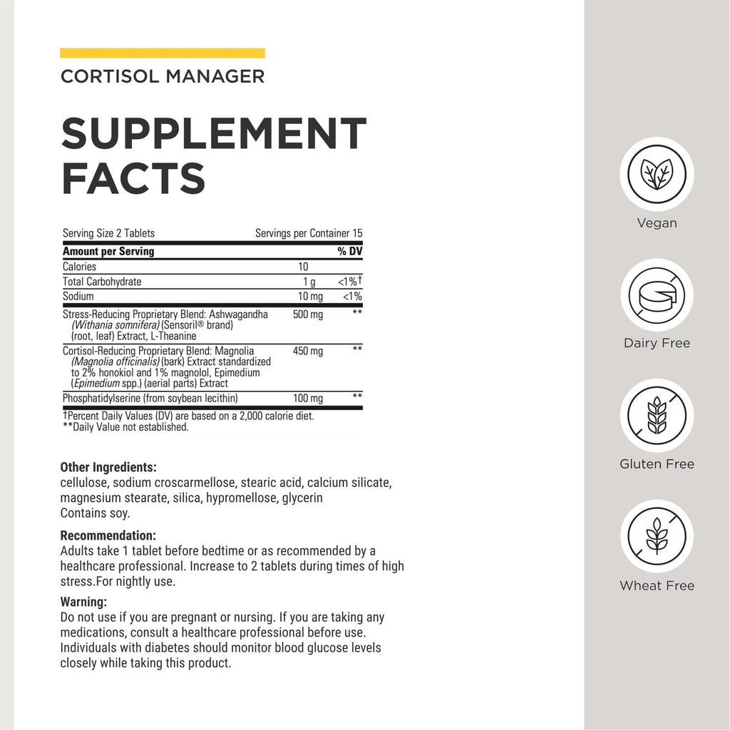 Integrative Therapeutics Cortisol Manager - Balance Cortisol & Support Relaxation for Restful Sleep* - Includes Ashwagandha & L-Theanine for Confidence with Less Stress* - 30 Tablets