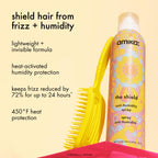 amika the shield anti-humidity spray | lightweight, invisible heat protection spray, contains UV filters, for smooth, frizz free hair